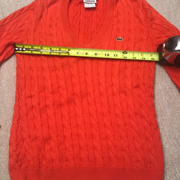 Lacoste 40 Orange V-neck sweater or size 8 - Picture 5 of 9